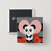 Badge Carré 5 Cm Kawaii Panda mignonne (Devant & derrière)