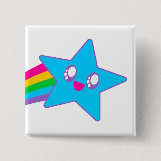 Badge Carré 5 Cm Kawaii Rave Neon Étoile Arc-en-ciel