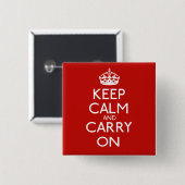 Badge Carré 5 Cm Keep Calm and Carry (Devant & derrière)