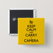 Badge Carré 5 Cm Keep Calm and Carry a Camera (Devant & derrière)