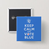BADGE CARRÉ 5 CM KEEP CALM AND VOTE BLUE (Devant & derrière)