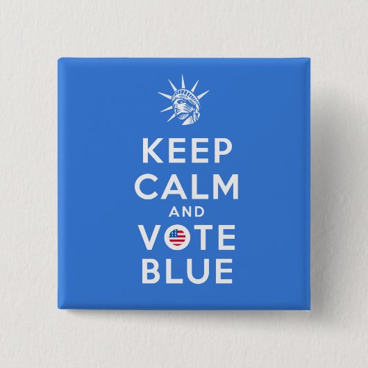 BADGE CARRÉ 5 CM KEEP CALM AND VOTE BLUE (Devant)