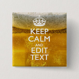 Badge Carré 5 Cm Keep Calm and Your Text for some Cold Beer