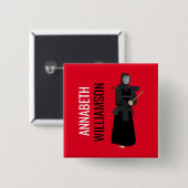 Badge Carré 5 Cm Kendo (Devant & derrière)