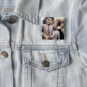 Badge Carré 5 Cm Kennedy Brothers, président John, Robert & Ted (En situation)