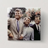 Badge Carré 5 Cm Kennedy Brothers, président John, Robert & Ted (Devant)