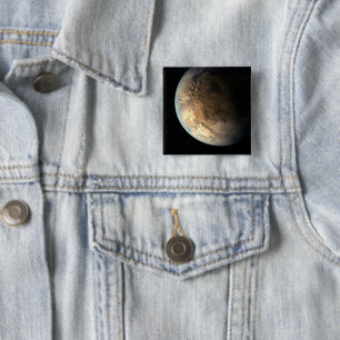 Badge Carré 5 Cm Kepler-186f Orbitant Une Étoile Éloignée.