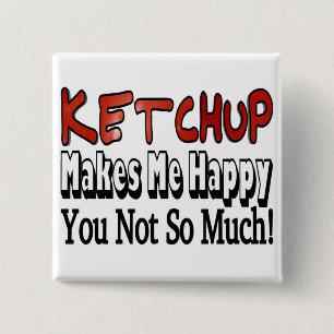 Badge Carré 5 Cm Ketchup Bonheur