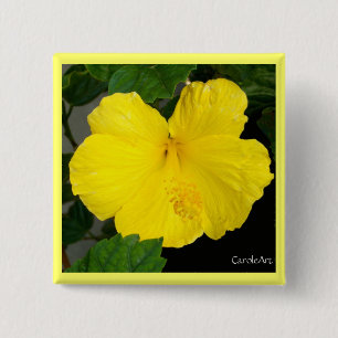 Badge Carré 5 Cm Ketmie jaune citron