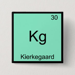 Badge Carré 5 Cm Kg - Kierkegaard Symbole de chimie de l'élément dr