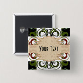 Badge Carré 5 Cm Khokhloma Exotique (Devant & derrière)