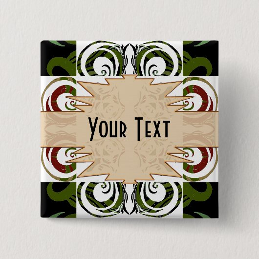 Badge Carré 5 Cm Khokhloma Exotique (Devant)