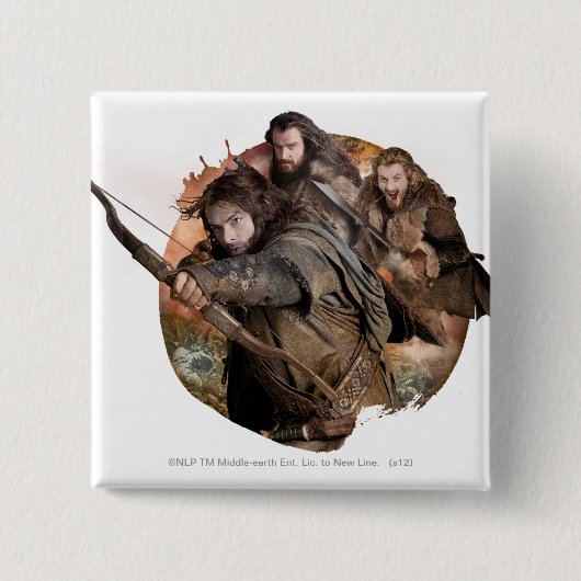 Badge Carré 5 Cm Kili, THORIN OAKENSHIELD™ et Fili (Devant)