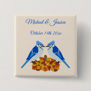 Badge Carré 5 Cm Kissing Blue Jays Mariage de automne personnalisé