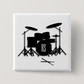 Badge Carré 5 Cm Kit de batterie Monogramme (Devant)