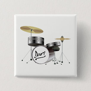 Badge Carré 5 Cm Kit tambour