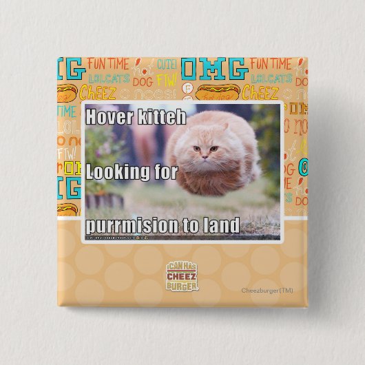 Badge Carré 5 Cm Kitteh de vol plané (Devant)