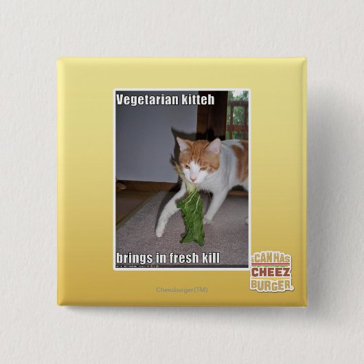 Badge Carré 5 Cm Kitteh végétarien (Devant)