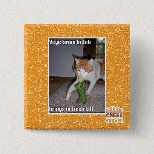 Badge Carré 5 Cm Kitteh végétarien (Devant)