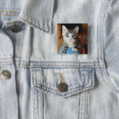 Badge Carré 5 Cm Kitten bleu clair (En situation)