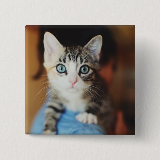 Badge Carré 5 Cm Kitten bleu clair (Devant)