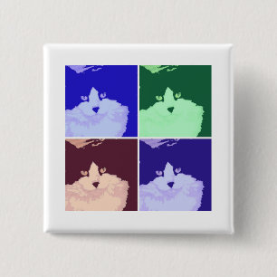 Badge Carré 5 Cm Kitty Cat Pop Art