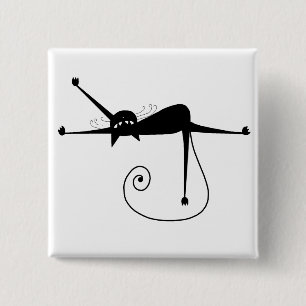 Badge Carré 5 Cm Kitty fantaisie noir 7