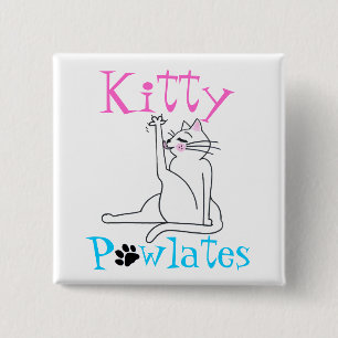 Badge Carré 5 Cm "Kitty PAWlates"