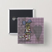 Badge Carré 5 Cm Kitty primitif (Devant & derrière)