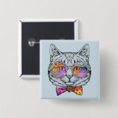 Badge Carré 5 Cm Kitty sage KAT (Devant & derrière)