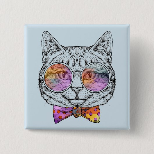 Badge Carré 5 Cm Kitty sage KAT (Devant)