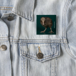 Badge Carré 5 Cm Kiwi du nord de brun d'île