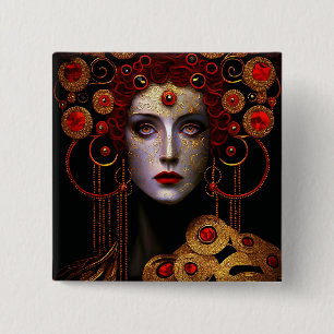Badge Carré 5 Cm Klimt Inspirée Déesse Reine