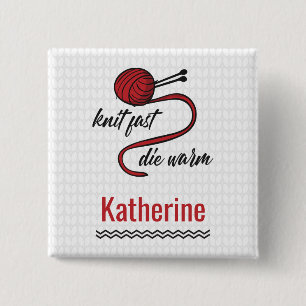 Badge Carré 5 Cm Knit Rouge Rapide, Mourir Chaud