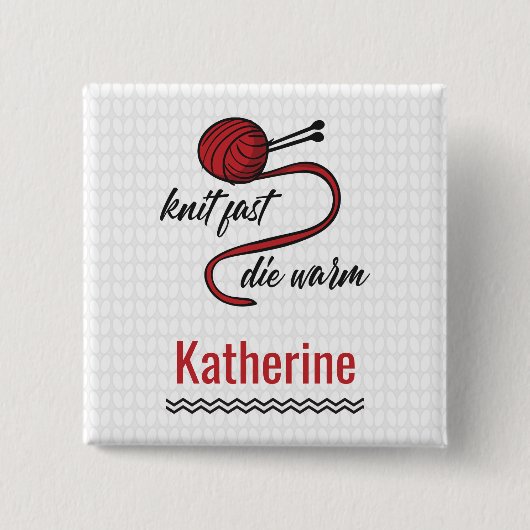 Badge Carré 5 Cm Knit Rouge Rapide, Mourir Chaud (Devant)