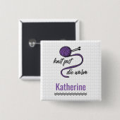 Badge Carré 5 Cm Knit Violet Rapide, Mourir Chaud (Devant & derrière)