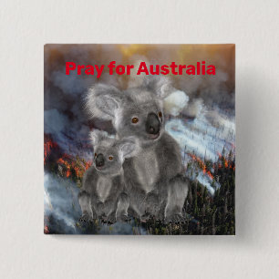 Badge Carré 5 Cm Koala Bears prie pour l'Australie