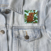 Badge Carré 5 Cm Koala dans l'eucalyptus (En situation)