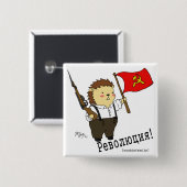 Badge Carré 5 Cm Kolya "révolution !" bouton (Devant & derrière)