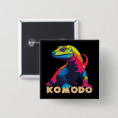Badge Carré 5 Cm Komodo Dragon (Devant & derrière)
