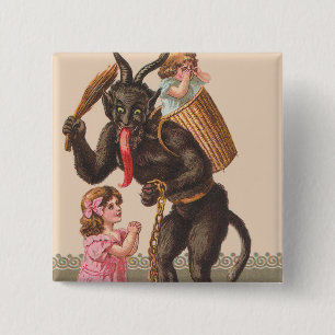 Badge Carré 5 Cm Krampus Punir les enfants Chaîne de commutation