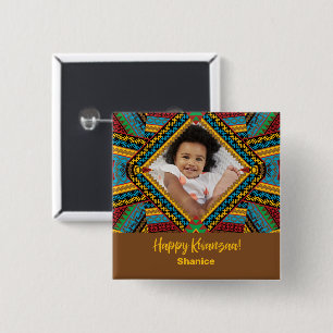 Badge Carré 5 Cm Kwanzaa Patter Diamond Couleur Lumineuse Personnal
