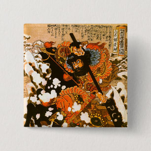 Badge Carré 5 Cm Kyusempo Sakucho Black Stallion Kuniyoshi Art