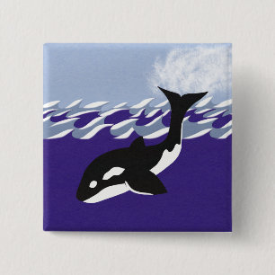Badge Carré 5 Cm La baignade des baleines dans l'océan