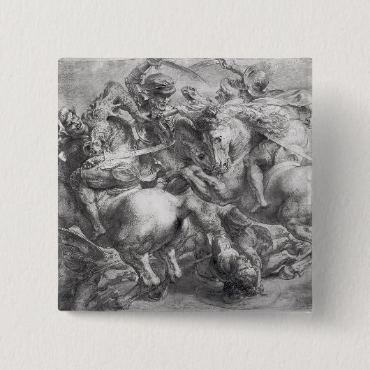 Badge Carré 5 Cm La bataille d'Anghiari après Leonardo da Vinci (Devant)