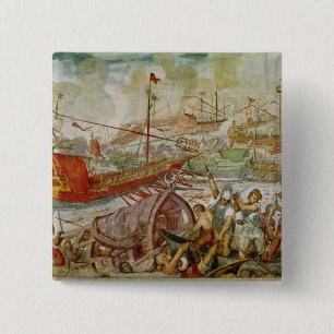 Badge Carré 5 Cm La bataille de Lepanto, octobre 1571, 1600