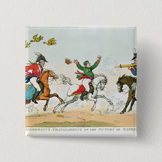 Badge Carré 5 Cm La bataille de waterloo (Devant)