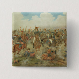 Badge Carré 5 Cm La bataille de waterloo, le 18 juin 1815 (la