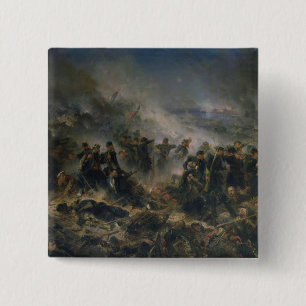 Badge Carré 5 Cm La batterie de Gervais au siège de Sébastopol