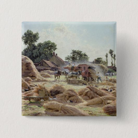 Badge Carré 5 Cm La batteuse 1896 (Devant)